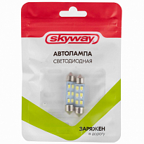 Автолампа диод T11C5W) 24V 6 SMD 1-конт 39мм Белая SKYWAY Салон, номер комплект min 2шт